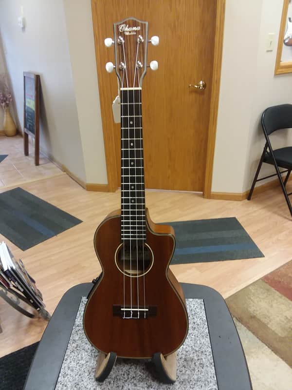 Ohana CK-35CE Solid Mahogany Concert Ukulele with Cutaway, Electronics image 1