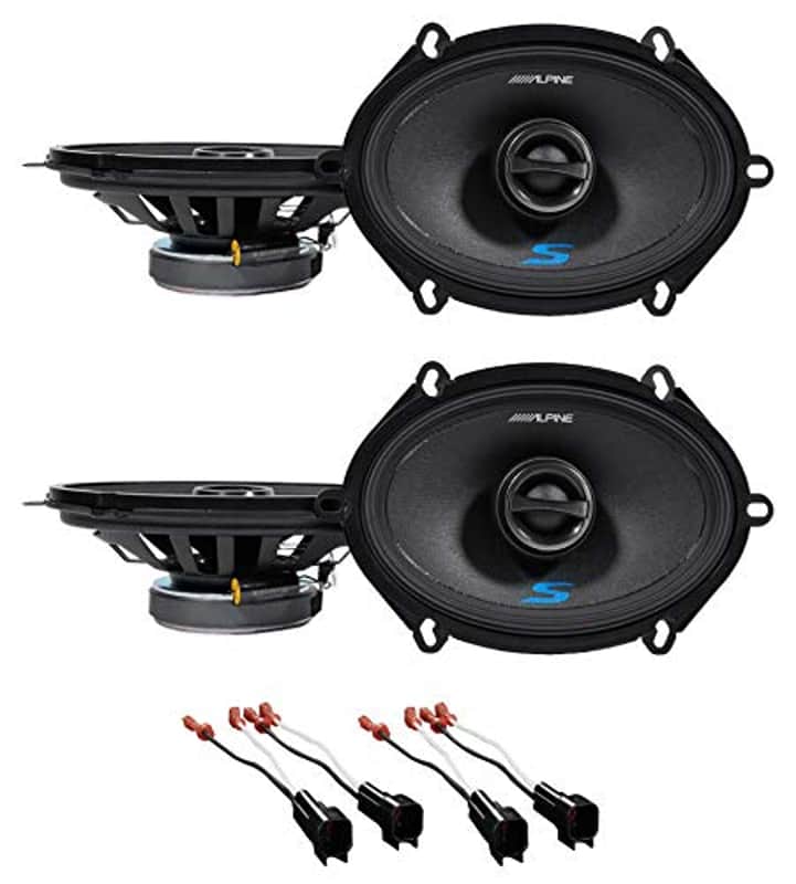2 Alpine S-S57 5x7" Rear & Front Factory Speaker Replacement Kit For 2005-06 Ford Mustang + Metra 72-5600 Speaker Harness image 1