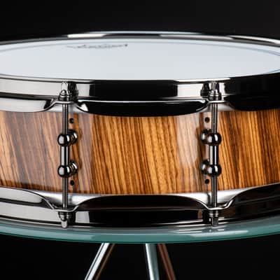 Seven Six Drum Company 4x14 Vented Zebrawood Piccolo Custom Snare Drum 2022 Zebra Gloss Polyester image 2