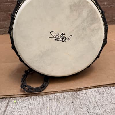 Schalloch Percussion Rope-Tuned Djembe Drum Black Finish Natural Skin Head image 2