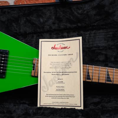 Jackson USA Custom Shop One Off King V Slab Top Kawasabi Green Nitro Studio Relic with Rear Black Pin Stripes 2025 w/OHSC image 14