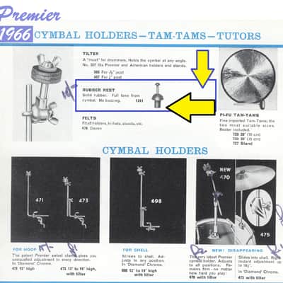 Ultra Rare! 1960s PREMIER RUBBER CYMBAL MOUNT Topper & SEAT * Vintage for Cymbal Stand Arm Mount Holder NOS CLEAN! (Eliminates Wing Nut, sleeve and cup washer)! image 3