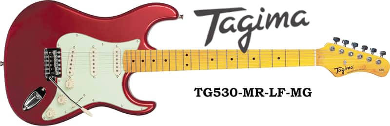Tagima TG530-MR-LF/MG 6-String Electric Guitar Metallic Red, Mint Green Pickguard image 1