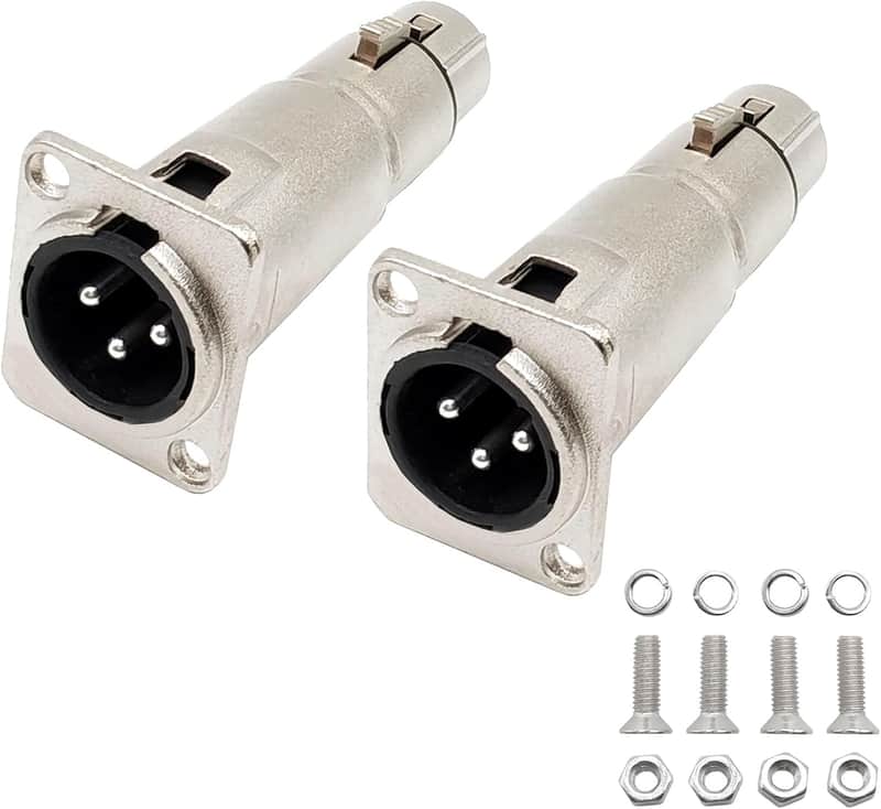 3PIN D Patch Panel Mount XLR Male to XLR Female Feed/Pass Thru Adapter Connector 2pcs image 1