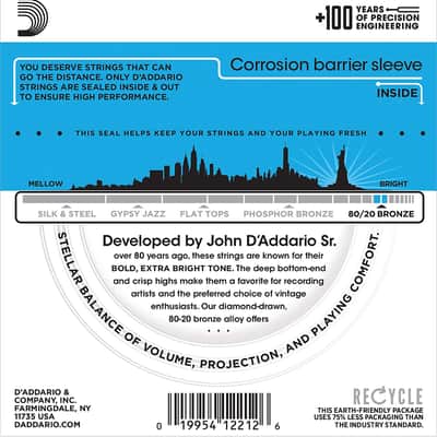 D'Addario EJ11 80/20 Bronze Acoustic Guitar Strings image 3
