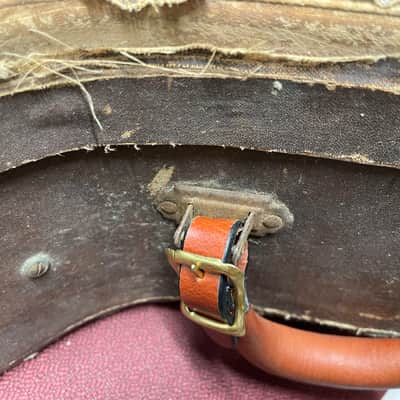 Leather buckle handle w/ GOLD HARDWARE for Gibson tan case w/ figure 8 handle Les Paul L5 es 275 SG Flying V image 11