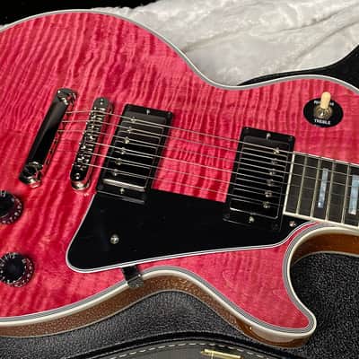 NEW! Gibson Dealer Select Custom Shop Les Paul Custom AAA Super Curly Figured Top - Transparent Pink - Authorized Dealer - WOW! 8.8 lbs - G07451 image 2