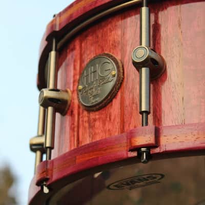 HHG Drums Purpleheart And Bubinga Stave Snare & Matching Wood Hoops, Satin Lacquer image 3