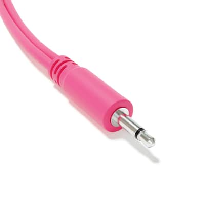 ExcelValley [Pink | 45 cm - 17.72"] 5-Pack - Right Angle Hopscotch Mono Splitter Y Patch Cables TS 3.5mm 1/8" Eurorack Synth image 3