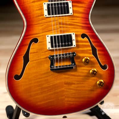 Knaggs Chena T2 Flame Top Hollowbody Guitar – CherryBurst image 3