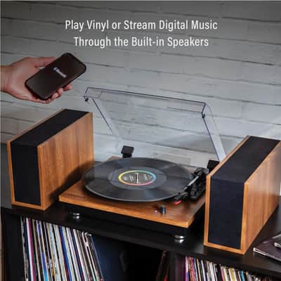 Crosley CR7502A-WA Riff 3-Speed Record Player With Speakers - Walnut-NEW image 3