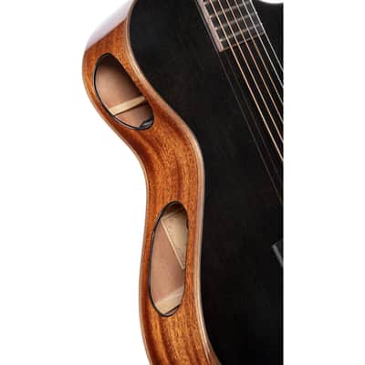 Cort MODERNBLACK Modern Concert Body Venetian Cutaway Solid European Sitka Spruce Top Walnut Reinforced Mahogany Neck 6-String Acoustic-Electric Guitar w/Hard Case image 7