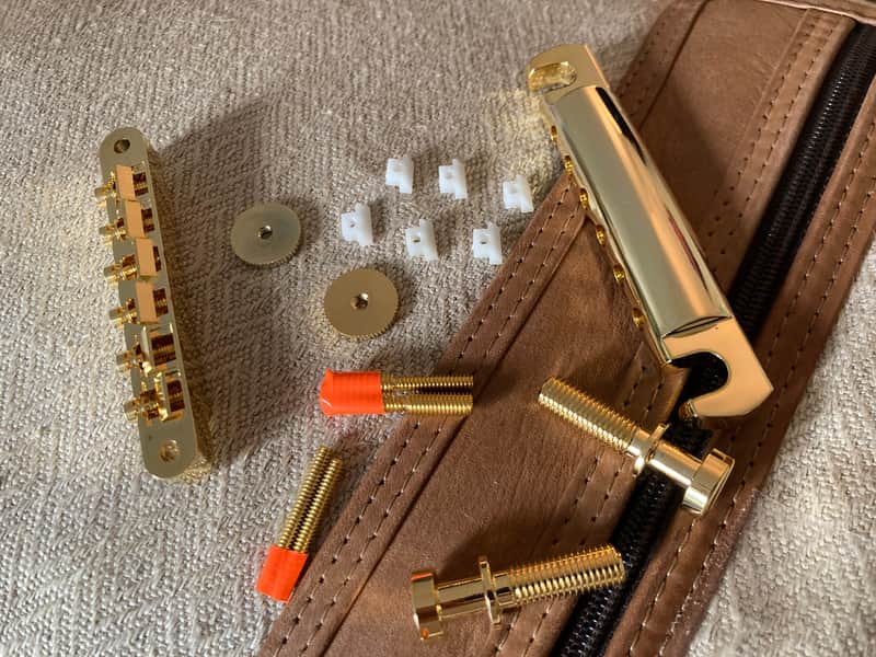 Gibson PBBR-065 Historic Non-Wire ABR-1 Tune-O-Matic Bridge and Aluminum stop bar Tailpiece Gold -Combo image 1