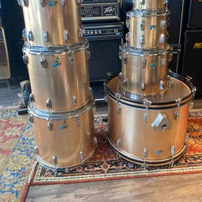 Ludwig 7pc Drum Kit - 8”, 10”, 12”, 13”, 16”, 18” and 24” Early-80’s - Brushed Gold image 1