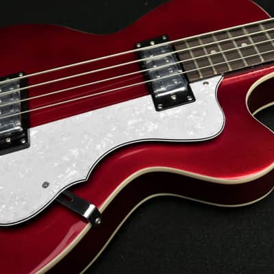 New Hofner Ignition PRO HI-CB-PE-RD RED Club bass guitar LTD Edition Tea Cup Knobs & Flats image 11