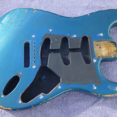 1989 Fender USA Stratocaster relic blue AVRI Reissue Strat guitar body, made by Oscar Pallares image 3