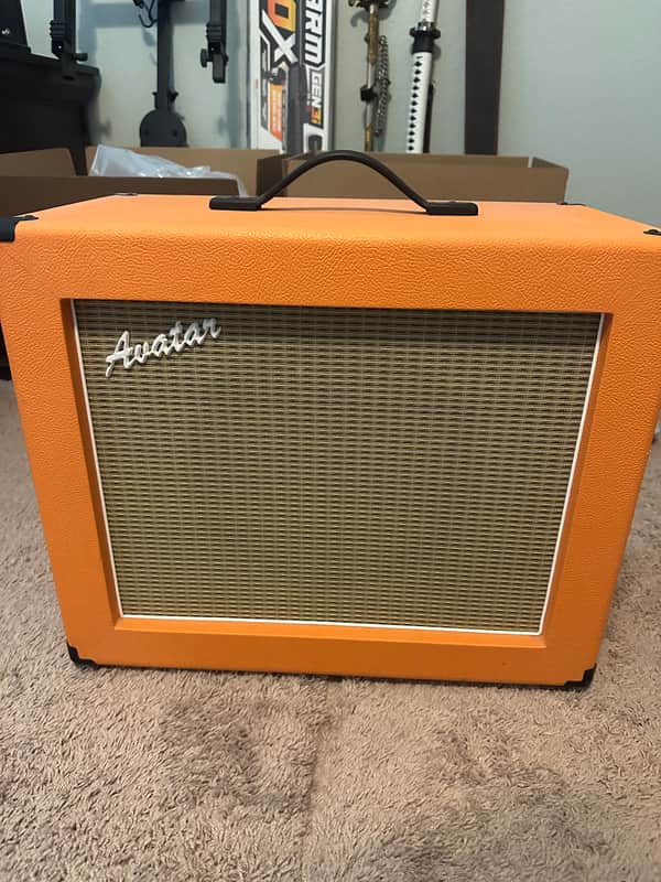 Avatar G112 Vintage 1x12 Guitar Speaker Cabinet (16 Ohm) - Orange Tolex / Wheat Grille image 1