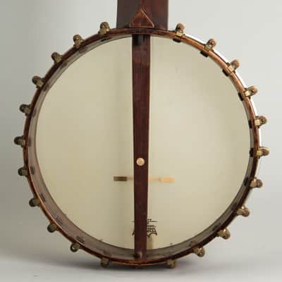 Minstrel Banjo (maker unknown), c. 1870, original black coffin case. image 4