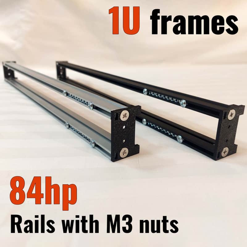 Intellijel 1U 84HP Eurorack Rails Kit with Brackets & M3 nuts (Black / Silver) image 1