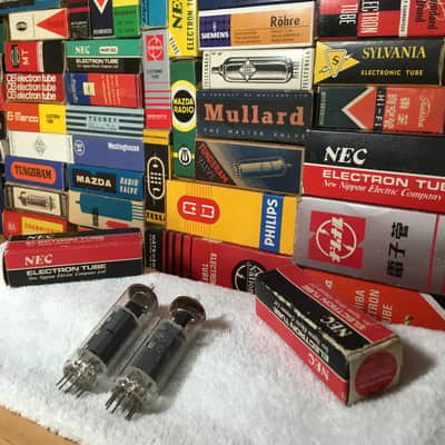 2 NEC Nippon Japan 6BQ5 EL84 Audio Tubes ~ BlackPlate Wings ~ NOS Matched Pair ~ Neutral Uncolored Tone Phenomenal Bass Smoth Warm Vintage image 1