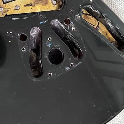 1970s Fender Mustang guitar body original black image 5