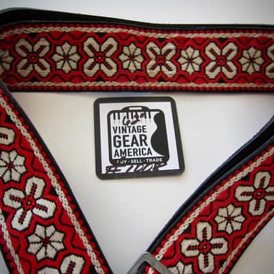 ACE Guitar Strap Amacord Branded Genuine Vintage Part Circa-1960s-Red White & Black image 5