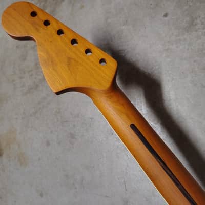 Roasted Maple Start Neck fits fender Stratocaster body 22fret Block Inlay image 6