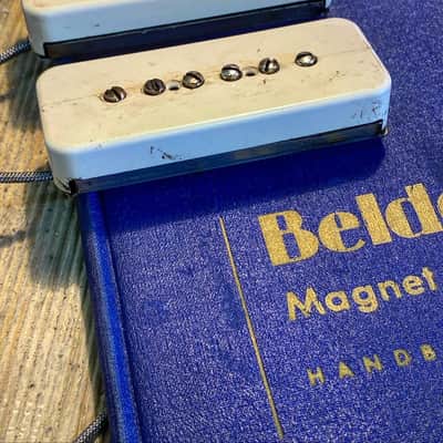 General Vintage Tone  1950 ‘s P90 guitar Pickup set Soap bars  Belden green wire 42awg NOS and nos m image 8