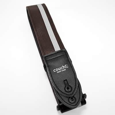 Couch Brown with White Vinyl Racer X Guitar Strap image 2