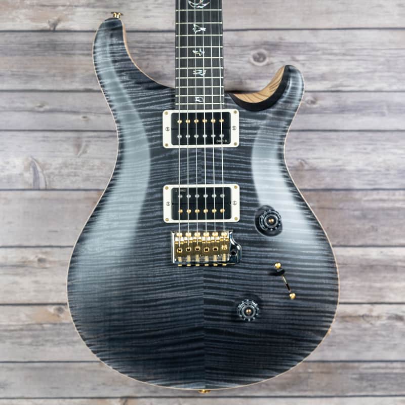PRS Wood Library Custom 24 Electric Guitar | Gray Black w/Natural Back | 10-Top Flame | Brand New | $95 Worldwide Shipping!