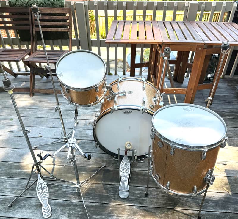 Early 60’s Gretsch Round Badge “Progressive Jazz” Kit 20/12/14 Champagne Sparkle All Original image 1