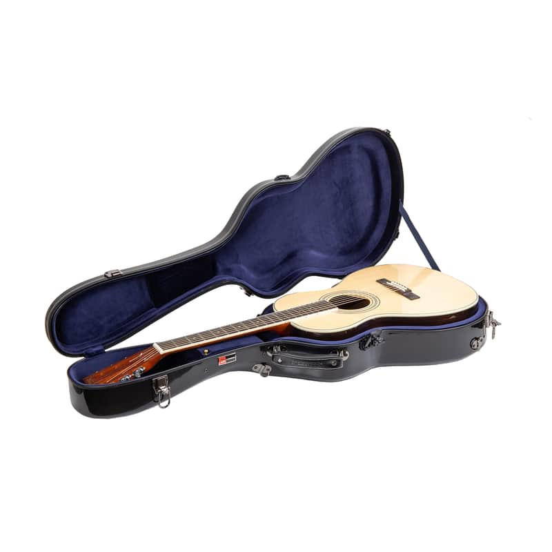Crossrock Fiberglass Case fits 12-Fret 000/OM Acoustic Guitars, with Accessory Compartment, Backpack Straps, TSA Lock-Black (CRF2020-00012BK) image 1