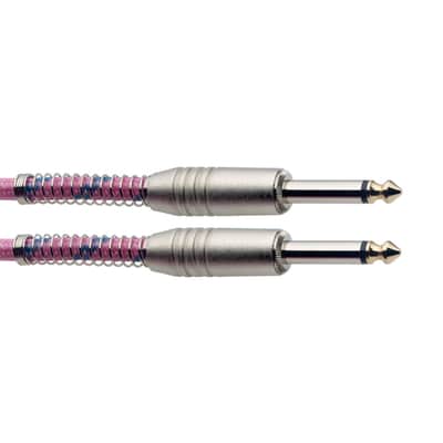 Stagg 6M 20ft Vintage Tweed Braided 1/4" Plug Guitar Instrument Cable- Pink Cord image 3