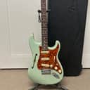 Fender American Professional II Stratocaster Thinline Semi Hollow Body Electric Guitar - Transparent Surf Green