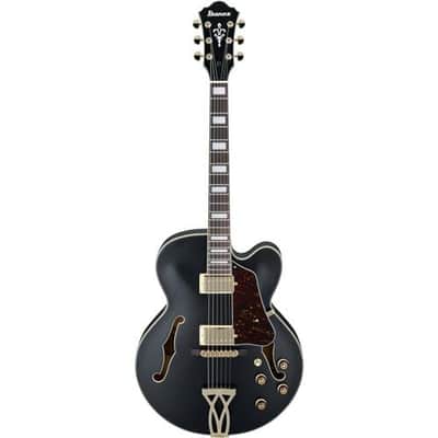 Ibanez Artcore Series AF75G Electric Guitar, Bound Rosewood Fretboard, Black Flat image 1