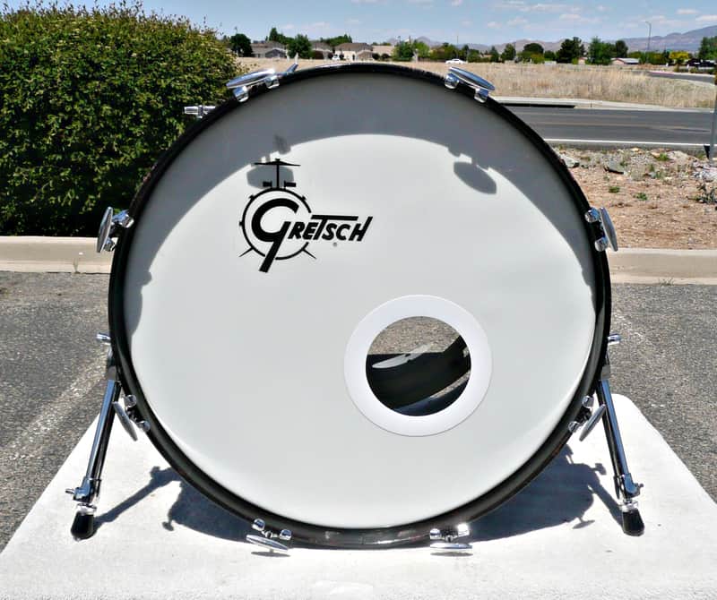 Gretsch USA Custom 22" x 16" Bass Drum - Vintage 60s (?) - Modernized and Re-Wrapped Black Finish - PV MUSIC Drum Shop Inspected / Tuned and Tested - Looks / Sounds Great - Very Good to Excellent Condition image 1