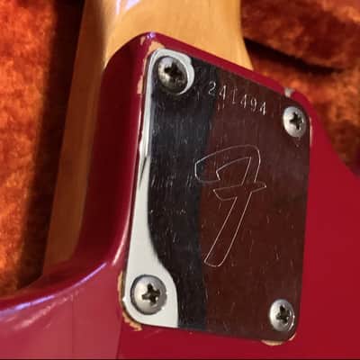 1968 Fender Mustang Dakota Red All Original Electric Guitar F-Stamped w/ OHSC Slab Body image 3