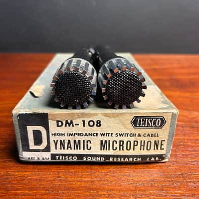 1967 Teisco Sound Research Labs DM-108 stero microphone pair vintage cardioid dynamic w/ lo-z transformer ( electro voice 666 and Shure Sm57 combined ) image 5