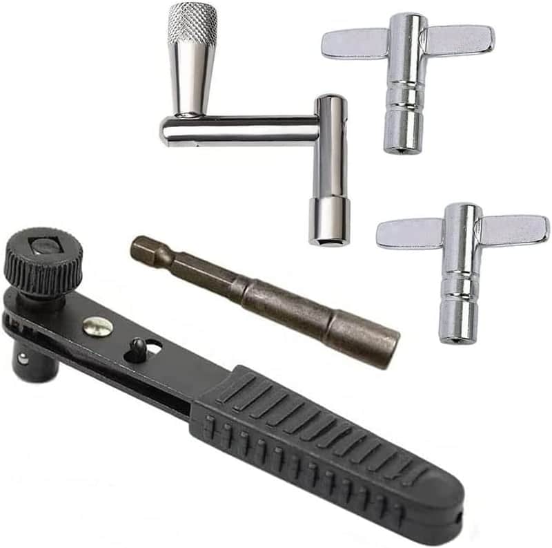 Drum Keys 5 Pack Chrome Steel Construction Standard Drum Keys with Ratchet Torque Wrench Drill Bit Drum Key Tuner Percussion Hardware Tool for Drum Accessories image 1
