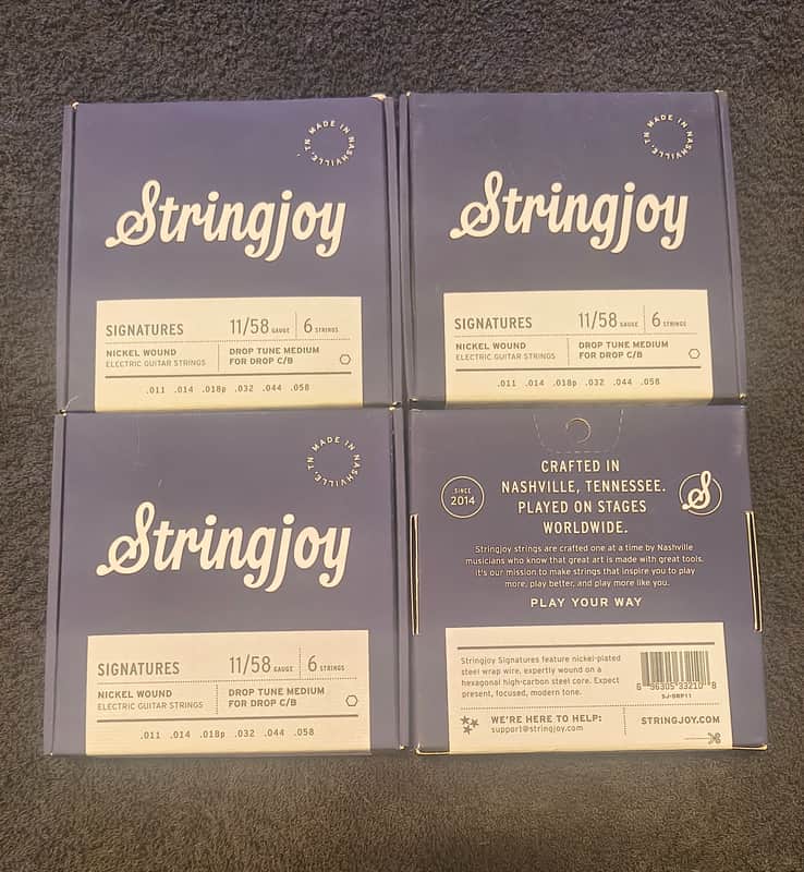 Four (4) Packs Stringjoy Signatures 11-58 Drop Tune Strings for Drop C / B Tunings SJ-DRP11 - Nickel Wound image 1