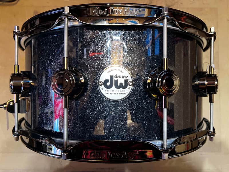 DW 6.5" x 14" Collectors Series Maple Snare Drum - Gun Metal Sparkle Glass w/ Black Nickel Hardware image 1