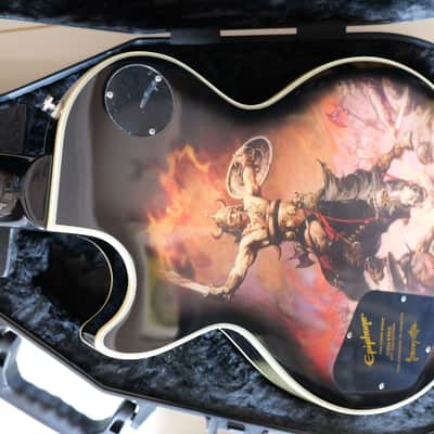 Epiphone Adam Jones Signature Art Series Les Paul Custom 2023 - Frazetta "The Berserker" / Silverburst image 10