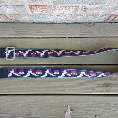 Vintage 1970's Ace-Style Red, White, and Blue Eagle and Shield Guitar Strap! image 1