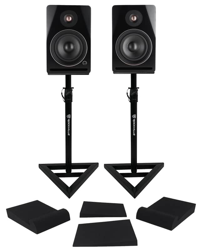 2) Rockville APM5D v2 5.25" Powered Studio Monitor Speakers USB/Bluetooth+Stands image 1