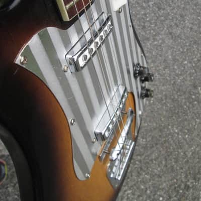 Vintage 60s Teisco Decca TULIP Guitar '3-D' Metal Pickguard 4/2 Headstock!  JAPAN ! HAS WIRING MOD image 6