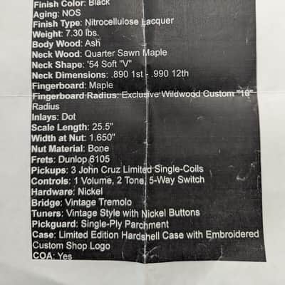 Fender Custom Shop "Wildwood 10" '55 Stratocaster NOS 2016 - Black image 17