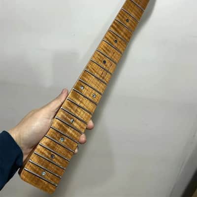Glossy Roasted Flame Maple Tele Style Guitar Neck, 21 Frets 9.5 Radius