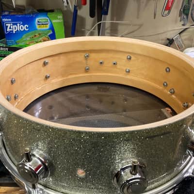DW - David Frangioni Collection - 5x14" Collector's Series Maple Snare Drum 1987 - Silver Sparkle image 5