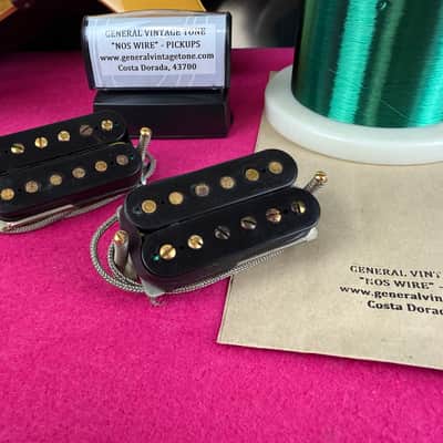 General Vintage Tone NOS Wire Pat. No. 1962  Humbucker Set Double Cellulose acetate black bobbins NOS WIRE image 6