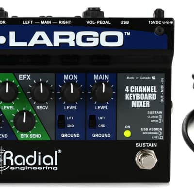 Radial Key-Largo Keyboard Mixer with Balanced DI Outs  Bundle with Radial R15DC-US Radial and Tonebone 15VDC Power Supply image 1